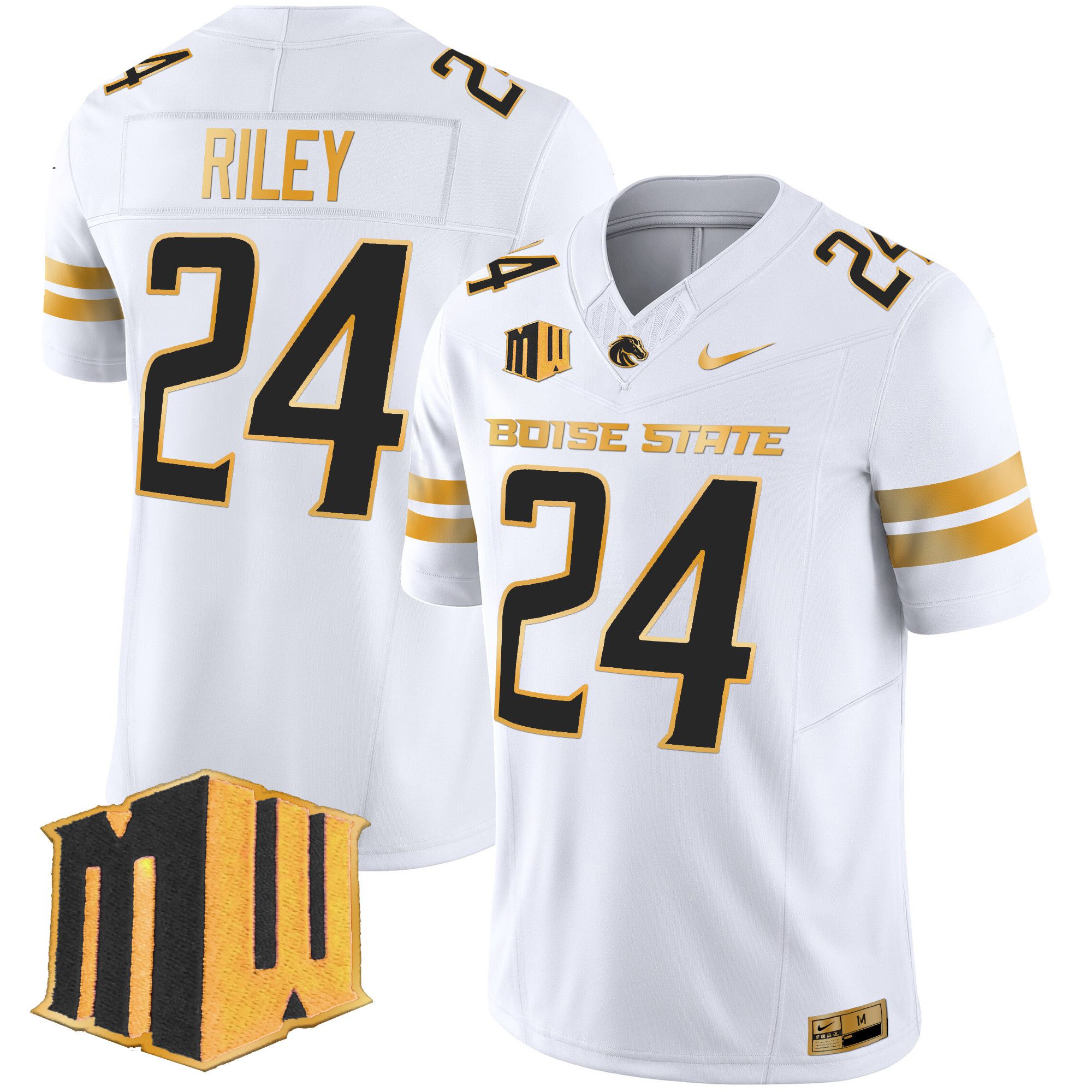 Men Boise State Broncos #24 Riley White Nike 2024 Gold Vapor Limited NCAA Jersey